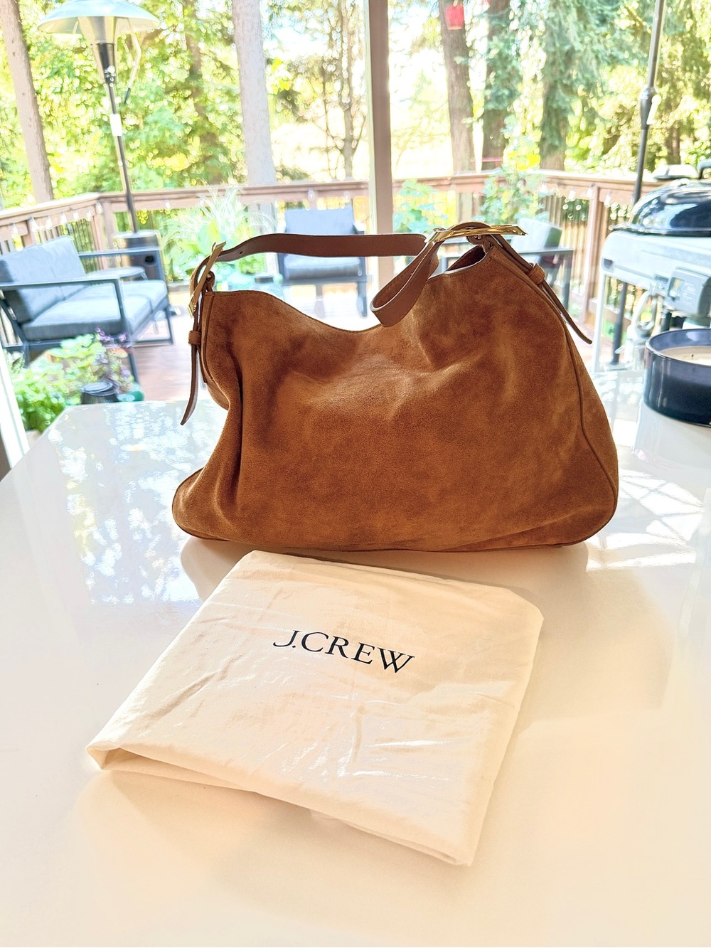 J Crew Camel Color Suede Shoulder Bag - Picture 9 of 10
